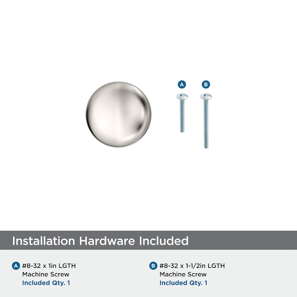 Amerock Edona 1-1/4 inch 32mm Diameter Polished Nickel Cabinet Knob - BP53005PN