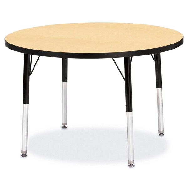 Jonti-Craft Berries Round Activity Table, 36 in. Diameter, E-height, Maple/Black/Black - 6488JCE011