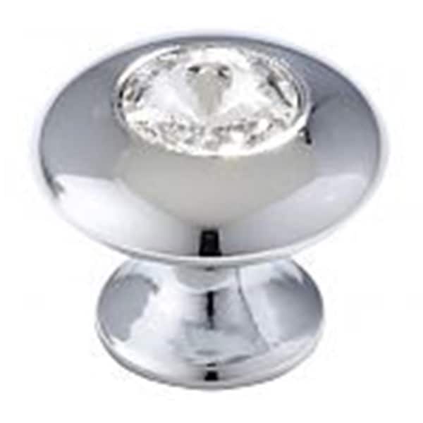 Gan Eden Round Crystal, Bright Chrome, Knob, 25mm Overall - GA571966