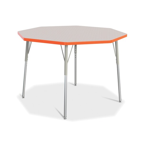 Jonti-Craft Berries Octagon Activity Table, 48 in. x 48 in., A-height, Freckled Gray/Orange/Gray - 6428JCA114