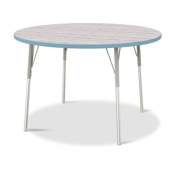 Jonti-Craft Berries Round Activity Table, 48 in. Diameter, A-height, Driftwood Gray/Coastal Blue/Gray - 6433JCA452