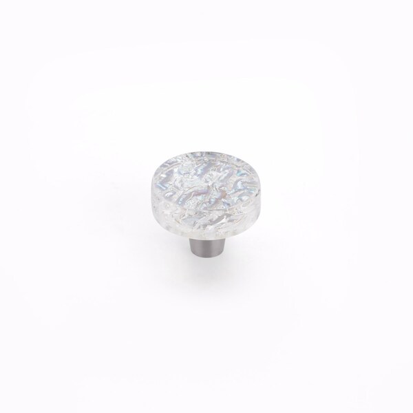 Schaub 1-1/2in Round Glass Ice Cabinet Knob Pearl Clear Finish - 31-PCL