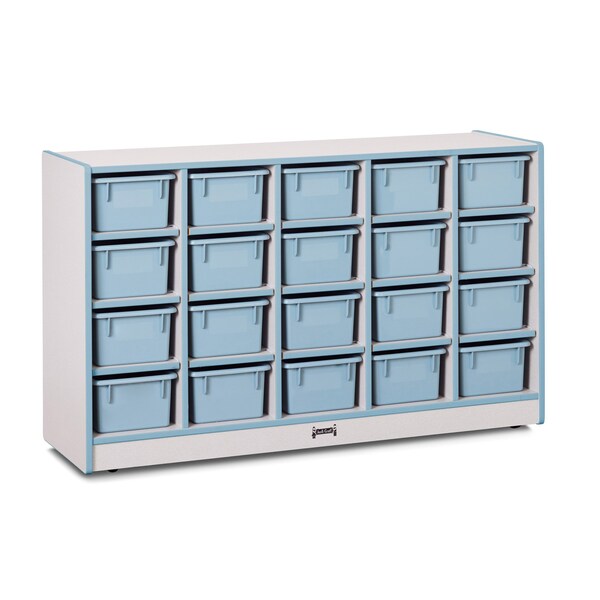 Jonti-Craft Rainbow Accents 20 Cubbie-Tray Mobile Storage, with Trays, Coastal Blue - 0421JCWW131