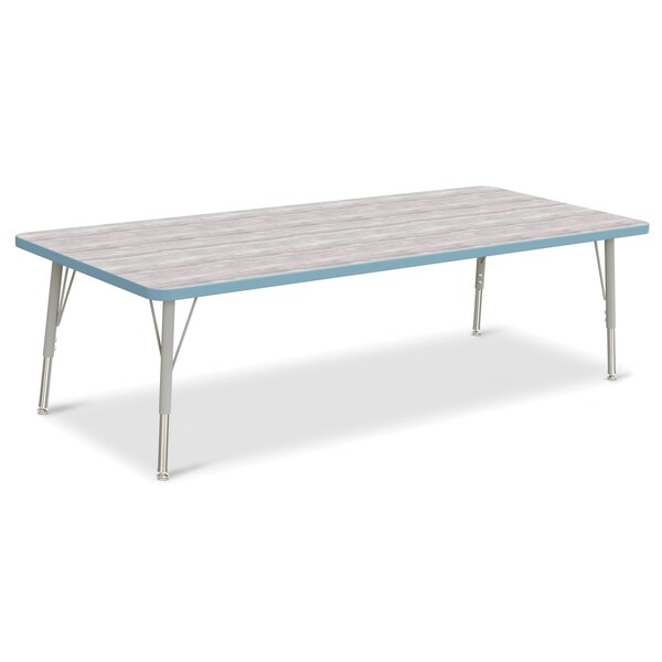 Jonti-Craft Berries Rectangle Activity Table, 30 in. x 72 in., E-height, Driftwood Gray/Coastal Blue/Gray - 6413JCE452