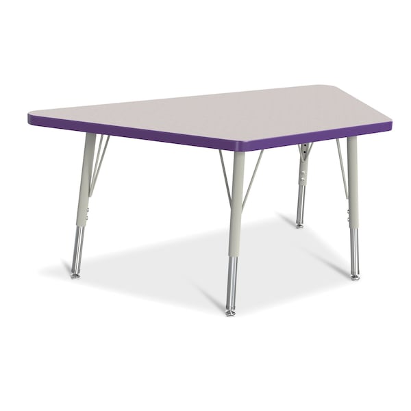 Jonti-Craft Berries Trapezoid Activity Tables, 24 in. x 48 in., E-height, Freckled Gray/Purple/Gray - 6438JCE004