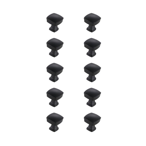 Plaza 1.3 in. Irvin Multipack Square Knob, Matte Black, 10PK - PL3480817