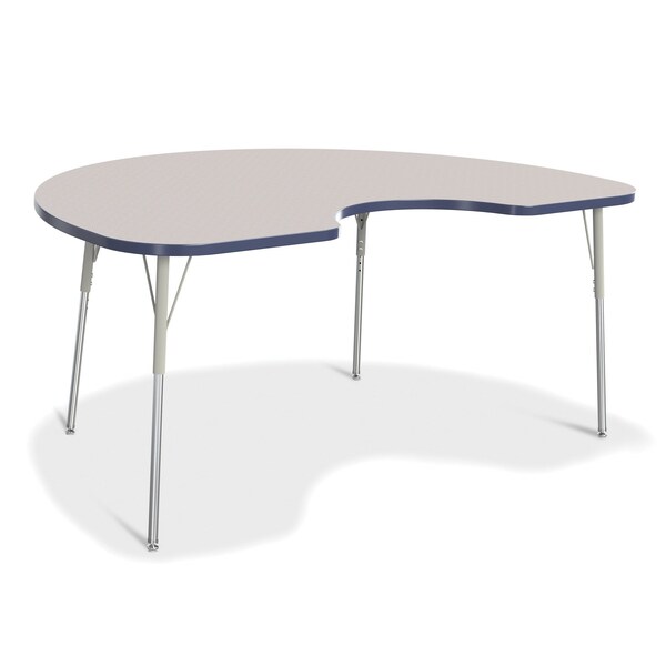 Jonti-Craft Berries Kidney Activity Table, 48 in. x 72 in., A-height, Freckled Gray/Navy/Gray - 6423JCA112