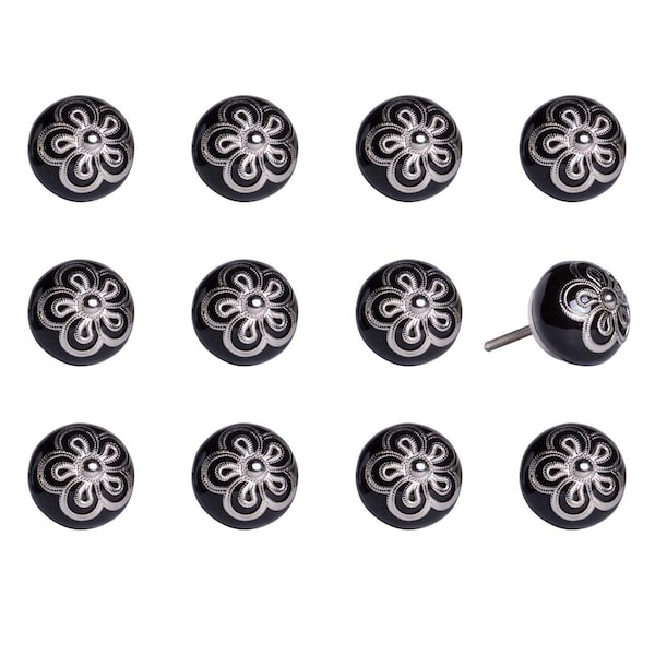 Homeroots 1.5 x 1.5 x 1.5 in. Ceramic & Metal Multi Color Knob, 12PK - 358081