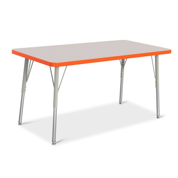 Jonti-Craft Berries Rectangle Activity Table, 24 in. x 48 in., A-height, Freckled Gray/Orange/Gray - 6403JCA114