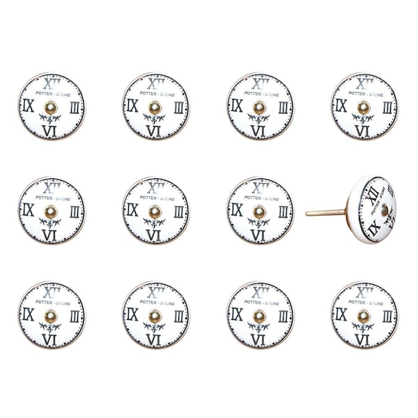 Homeroots K000017 Knob It - White Black & Gold - Pack of 12, 12PK - 321669