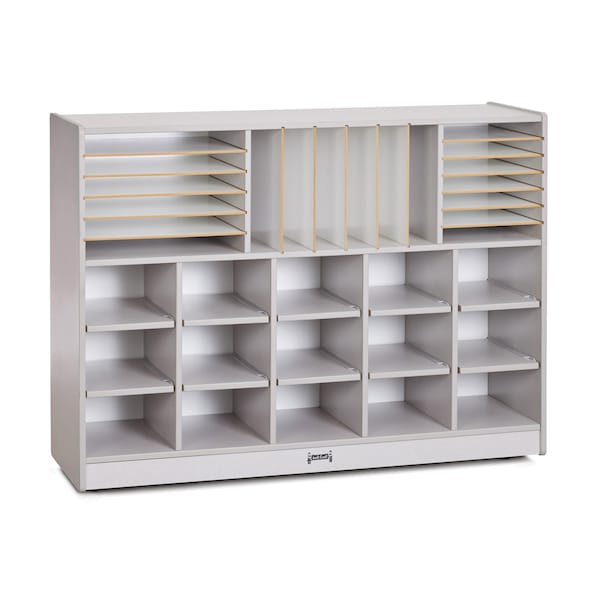 Jonti-Craft Rainbow Accents Sectional Cubbie-Tray Mobile Unit, without Trays, Gray - 0415JCWW000