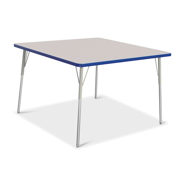 Jonti-Craft Berries Square Activity Table, 48 in. x 48 in., A-height, Freckled Gray/Blue/Gray - 6418JCA003
