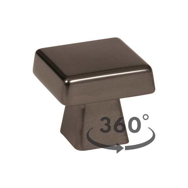 Amerock BP55271GM 1-3/16" (30 mm) Blackrock Square Cab Knob Gunmetal Finish - BP55271GM