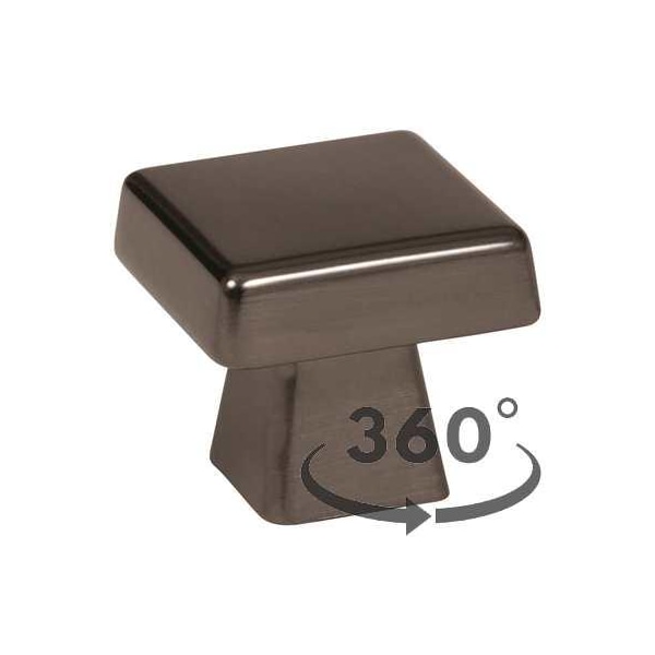 Amerock BP55271GM 1-3/16" (30 mm) Blackrock Square Cab Knob Gunmetal Finish - BP55271GM