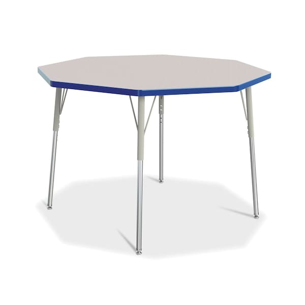 Jonti-Craft Berries Octagon Activity Table, 48 in. x 48 in., A-height, Freckled Gray/Blue/Gray - 6428JCA003