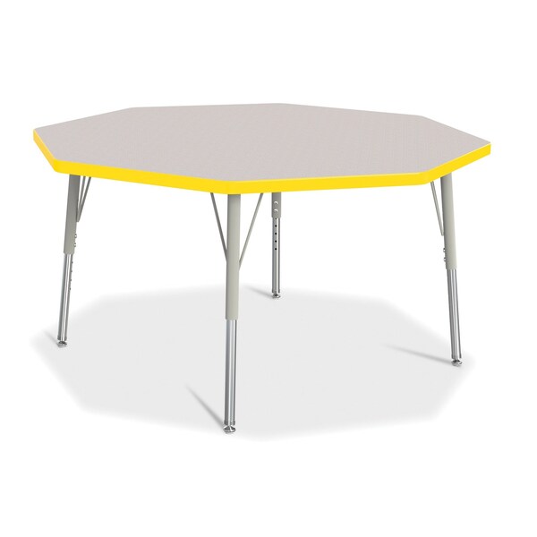 Jonti-Craft Berries Octagon Activity Table, 48 in. x 48 in., E-height, Freckled Gray/Yellow/Gray - 6428JCE007
