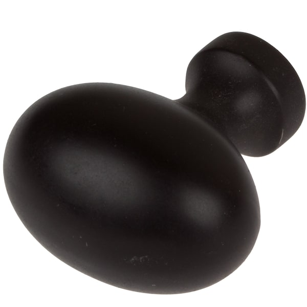 Gliderite Hardware 1-1/8 in. Matte Black Oval Cabinet Knob, 10PK - 5417-MB-10