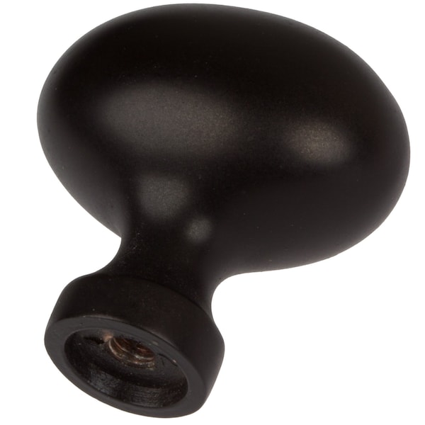 Gliderite Hardware 1-1/8 in. Matte Black Oval Cabinet Knob, 10PK - 5417-MB-10