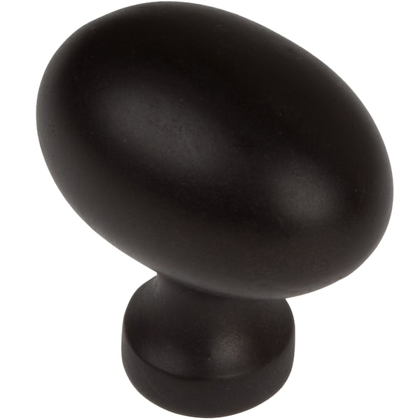 Gliderite Hardware 1-1/8 in. Matte Black Oval Cabinet Knob, 10PK - 5417-MB-10