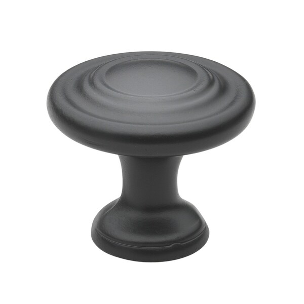 Gliderite Hardware 1-1/4 in. Matte Black Rippled Cabinet Knob, 10PK - 5415-MB-10