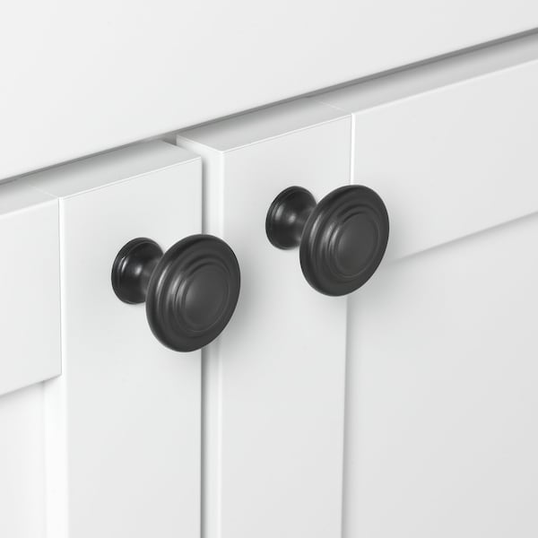Gliderite Hardware 1-1/4 in. Matte Black Rippled Cabinet Knob, 10PK - 5415-MB-10