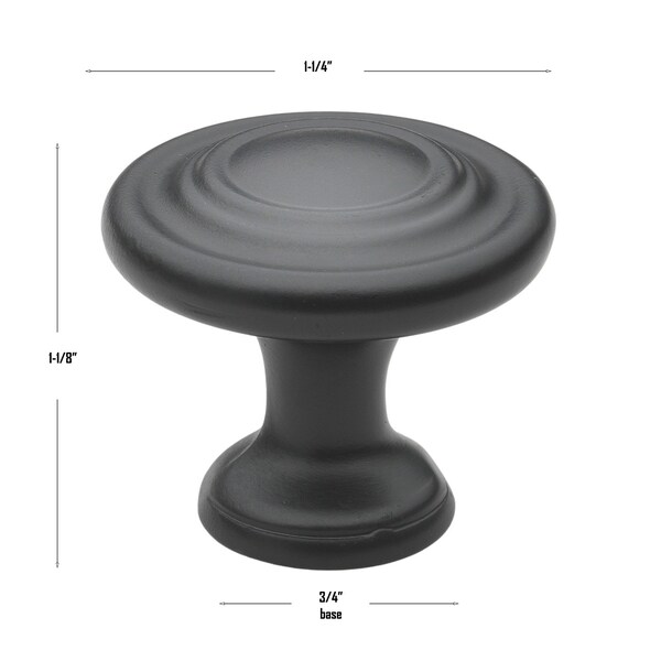 Gliderite Hardware 1-1/4 in. Matte Black Rippled Cabinet Knob, 10PK - 5415-MB-10