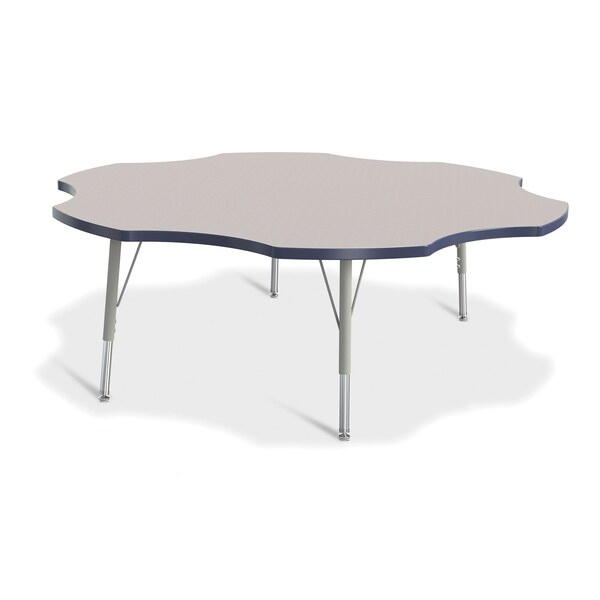 Jonti-Craft Berries Six Leaf Activity Table, 60 in., E-height, Freckled Gray/Navy/Gray - 6458JCE112