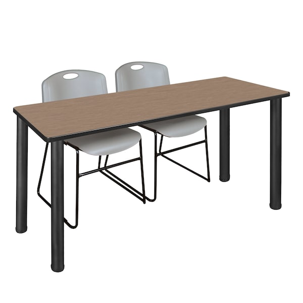 Regency Kee Training Table W/ 2 Zeng Chairs, 60 in W, 24 in L, Noble Oak - MT6024NOBPBK44GY