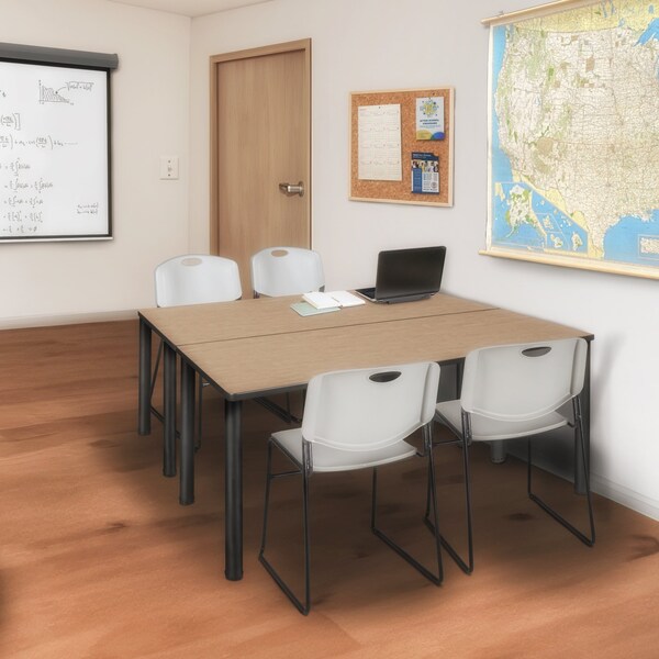 Regency Kee Training Table W/ 2 Zeng Chairs, 60 in W, 24 in L, Noble Oak - MT6024NOBPBK44GY