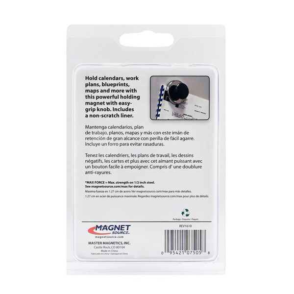 Master Magnetics Magnet Source 1.25 in. L X 2.65 in. W Black Knob Magnet 25 lb. pull 1 pc - 07505