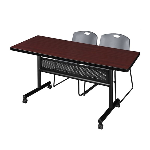 Kobe Rectangle FlipTop Table, 60" W, 29" H, Laminate Top, Mahogany - MKFTM6030MH44GY