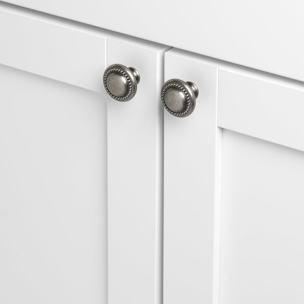 Gliderite Hardware 1-1/4 in. Weathered Nickel Round Beaded Cabinet Knob, 10PK - 5222-WN-10