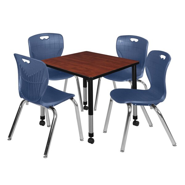 Regency Tables > Height Adjustable > Square Mobile Table & Chair Sets, 30 W, 30 L, 23-34 H, Cherry - TB3030CHAPCBK40NV