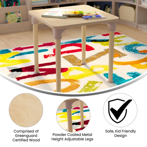 Flash Furniture 24 in W, 24 in L, 23 in H, Beechwood, Birch Plywood, Steel, Beech - MK-ME088023-GG
