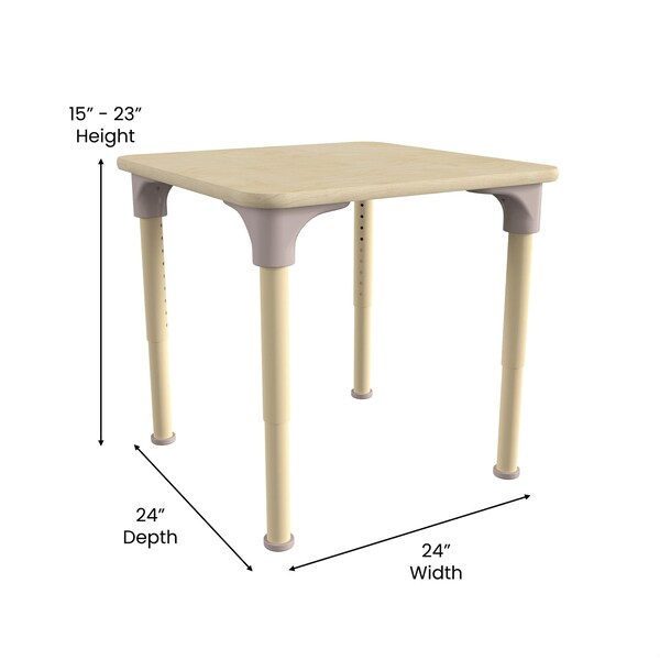 Flash Furniture 24 in W, 24 in L, 23 in H, Beechwood, Birch Plywood, Steel, Beech - MK-ME088023-GG
