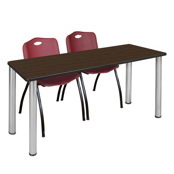 Regency Kee Training Table W/ 2 M Stack Chairs, 66 in W, 24 in L, Neo Walnut - MT6624NWBPCM47BY