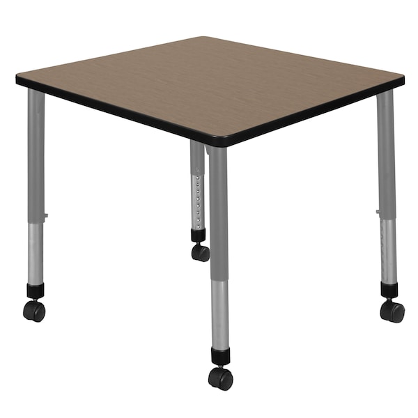 Regency Square Kee Height Adjustable Mobile Classroom Activity Table, 30 in W, 30 in L, Noble Oak - TB3030NOAPCGY