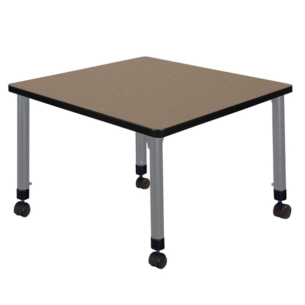 Regency Square Kee Height Adjustable Mobile Classroom Activity Table, 30 in W, 30 in L, Noble Oak - TB3030NOAPCGY
