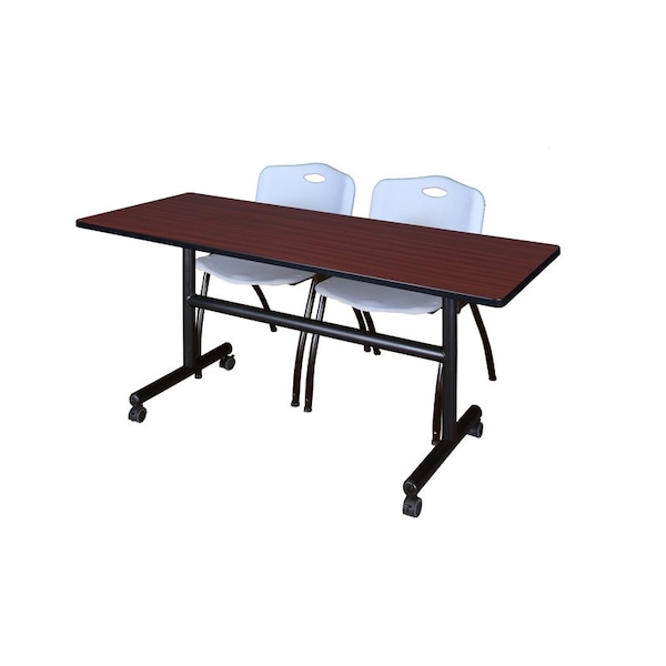 Kobe FlipTop Table, 60" W, 29" H, Laminate Top, Mahogany - MKFT6024MH47GY