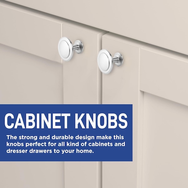 Lifemaster 1-1/4in Cabinet Knobs, Brushed Nickel, Modern Zinc Alloy, Adjustable Screws, 50PK - LMKNBNICK50