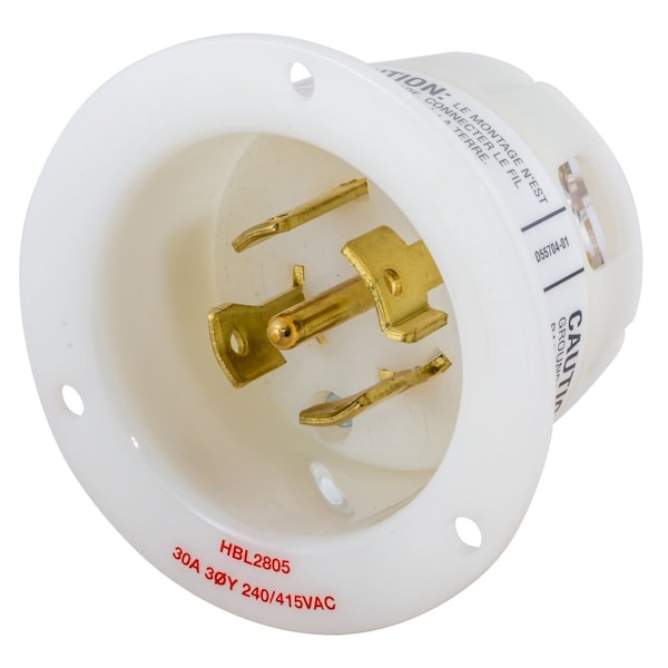Entrada de pasador recto tipo LKG, 30A 240/415 3PH, L26-30P, W - HBL2805