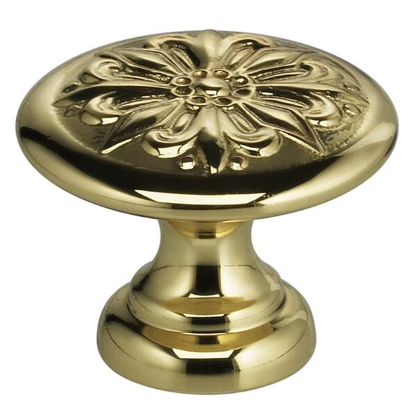 Omnia Ornate Cabinet Knob Bright Brass 1-3/16" - 7105/30.3