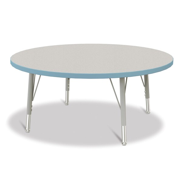 Jonti-Craft Berries Round Activity Table, 42 in. Diameter, E-height, Freckled Gray/Coastal Blue/Gray - 6468JCE131