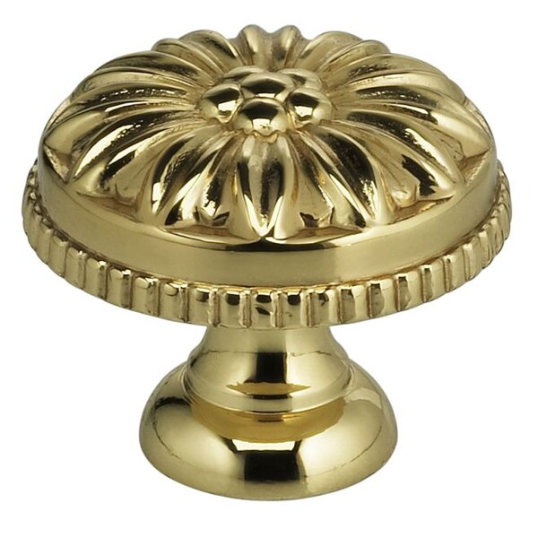 Omnia Floral Cabinet Knob Bright Brass 1-3/16" - 9130/30.3