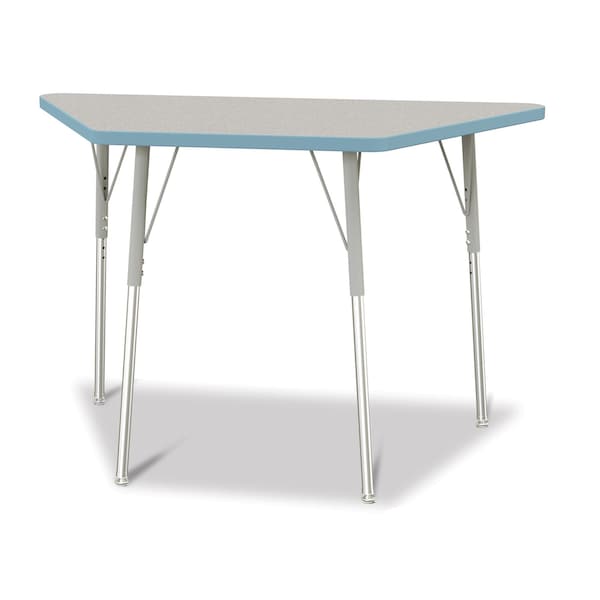 Jonti-Craft Berries Trapezoid Activity Tables, 24 in. x 48 in., A-height, Freckled Gray/Coastal Blue/Gray - 6438JCA131