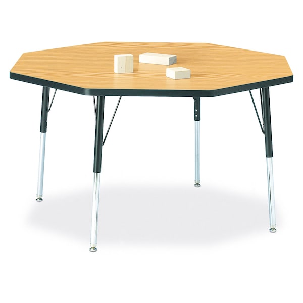 Jonti-Craft Berries Octagon Activity Table, 48 in. x 48 in., A-height, Oak/Black/Black - 6428JCA210