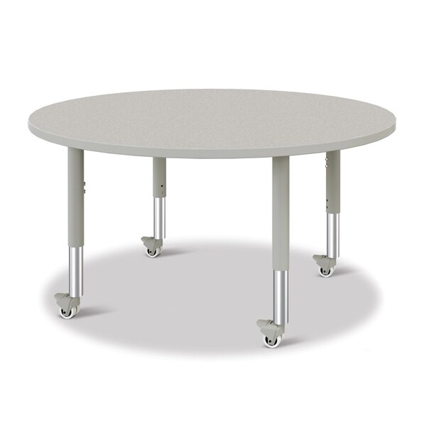 Jonti-Craft Berries Round Activity Table, 48 in. Diameter, Mobile, Freckled Gray/Gray/Gray - 6433JCM000