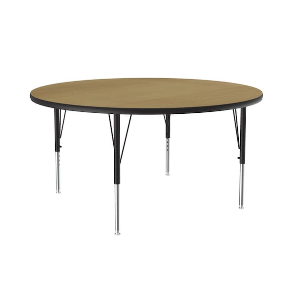 Correll Round Adjustable Height Activity Kids School Table, 48" W, 48" L, 19" to 29" H, Fusion Maple - A48-RND-16