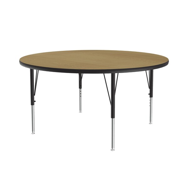 Correll Round Adjustable Height Activity Kids School Table, 48" W, 48" L, 19" to 29" H, Fusion Maple - A48-RND-16