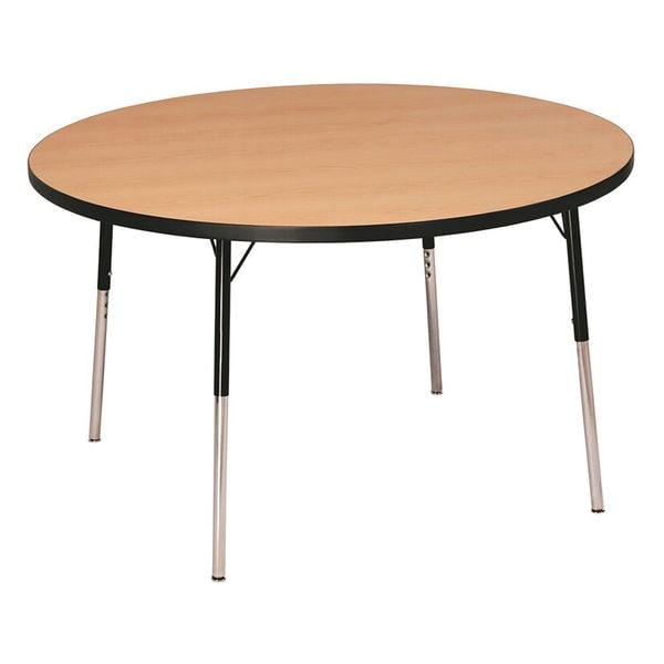 Correll Round Adjustable Height Activity Kids School Table, 48" W, 48" L, 19" to 29" H, Fusion Maple - A48-RND-16